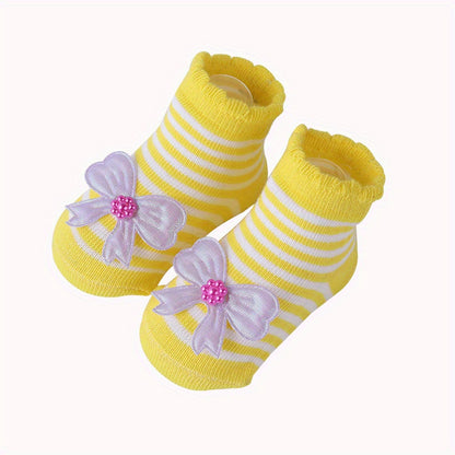 1 Pair Of Baby's Cotton Blend Fashion Cute Pattern Low-cut Socks, Comfy Breathable Princess Style Thin Socks For Spring And Summer