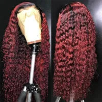 Long #4/27 Highlight Colored Human Hair Wigs Ombre Blonde Kinky Curly Lace Front Synthetic Wig For Black Women