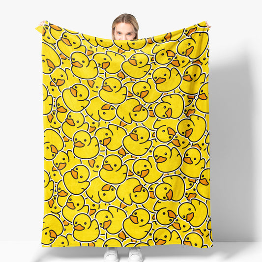 1pc Little Yellow Duck Print Gift Blanket, Lightweight Comfortable Flannel All Season Blanket For Office, Couch Lunch Break, Camping Travel Blanket