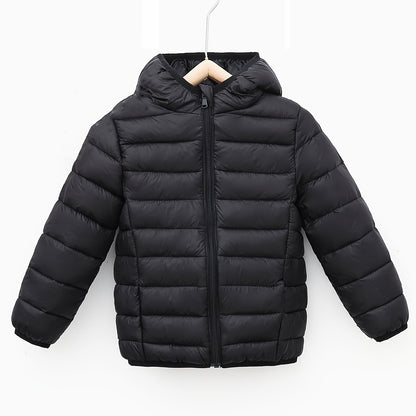 Boys Lightweight Solid Color Hooded Coat - Warm, Water-Resistant, and Breathable Zipper Jacket for Fall and Winter - Perfect for Outdoor Play and Casual Wear