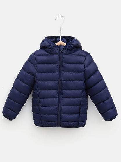 Boys Lightweight Solid Color Hooded Coat - Warm, Water-Resistant, and Breathable Zipper Jacket for Fall and Winter - Perfect for Outdoor Play and Casual Wear