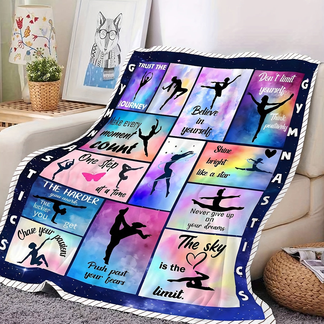 1pc Sport Girl Print Flannel Blanket, Soft Cozy Throw Blanket Nap Blanket For Travel Sofa Bed Office Home Decor, Birthday Holiday Gift Blanket For Boys Girls Adults, Available All Season