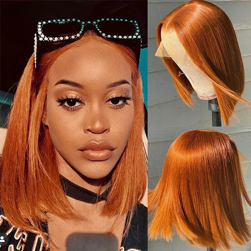 Bob Wig Lace Front Brazilian Human Hair Wigs For Black Women Pre Plucked Short Natural 13x4 Synthetic Straight HD Full Frontal Closure Wig