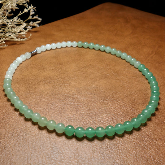 2pcs Natural Jade Necklace & Bracelet Set, For Men And Women, Couple Jewelry, Best Gift