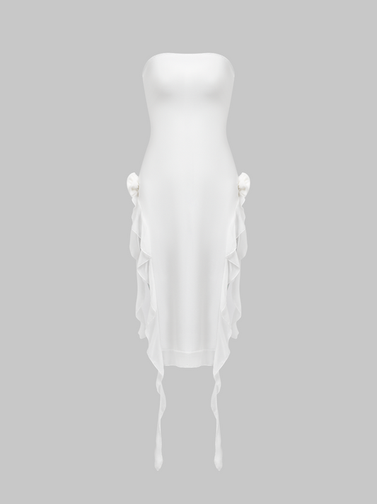 Y2k Balletcore White Split Dress Midi Dress