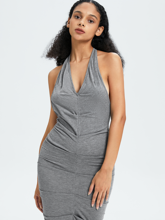 Edgy Gray Dress Midi Dress