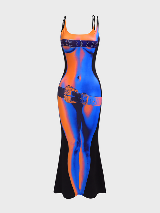 Edgy Multicolor Body print Dress Midi Dress