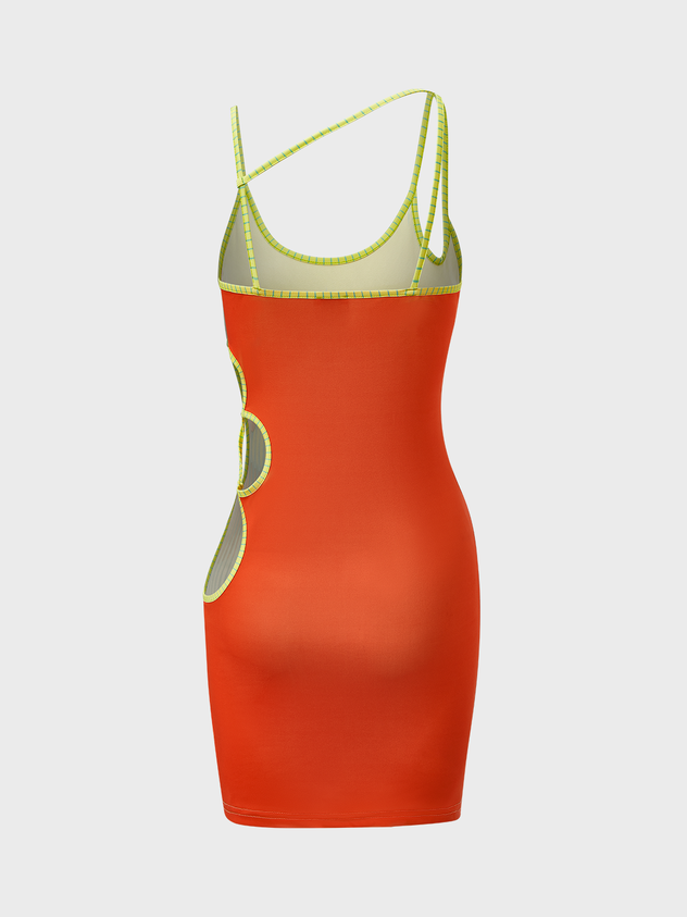 Edgy Multicolor Body Asymmetrical Design Dress Mini Dress