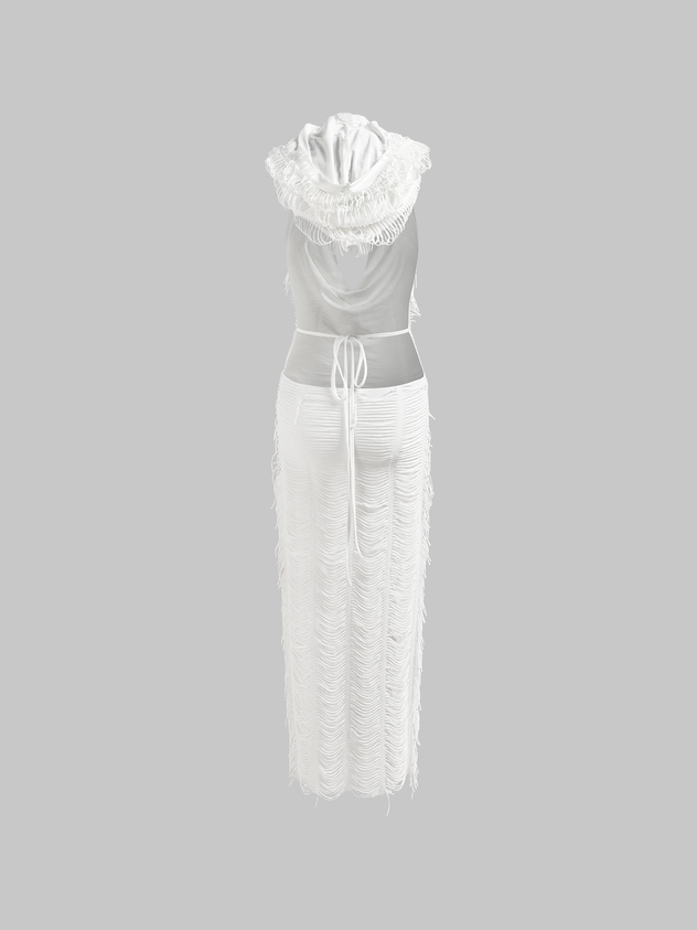 maoxiangshop Backless Hoodie Plain Sleeveless Maxi Dress