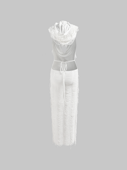 maoxiangshop Backless Hoodie Plain Sleeveless Maxi Dress