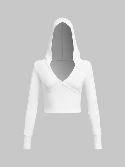 maoxiangshop Inside-Out Hoodie Plain Long Sleeve T-Shirt