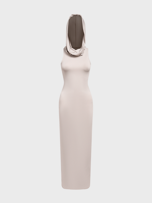 maoxiangshop Edgy Gray Hoodie Dress Midi Dress