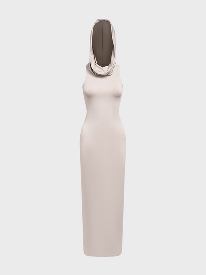 maoxiangshop Edgy Gray Hoodie Dress Midi Dress
