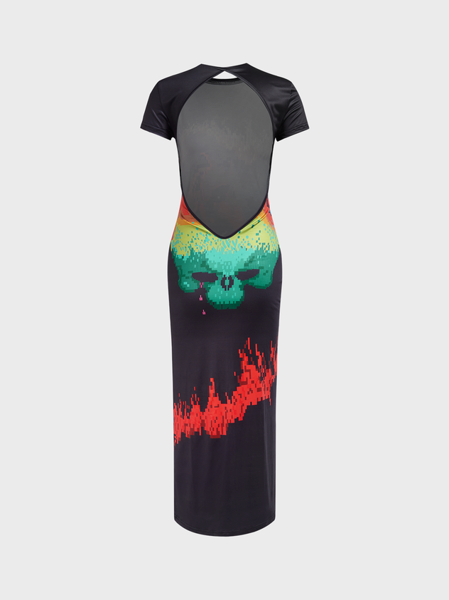 Crew Neck Figure Short Sleeve Maxi Dress