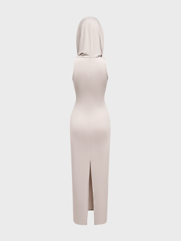 maoxiangshop Edgy Gray Hoodie Dress Midi Dress
