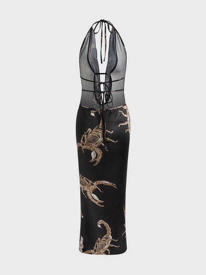 Halter Animal Gallus Maxi Dress