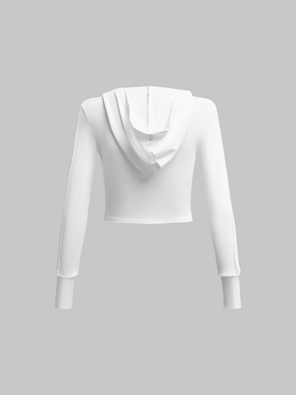 maoxiangshop Inside-Out Hoodie Plain Long Sleeve T-Shirt