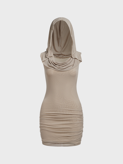 maoxiangshop Hoodie Plain Sleeveless Short Dress