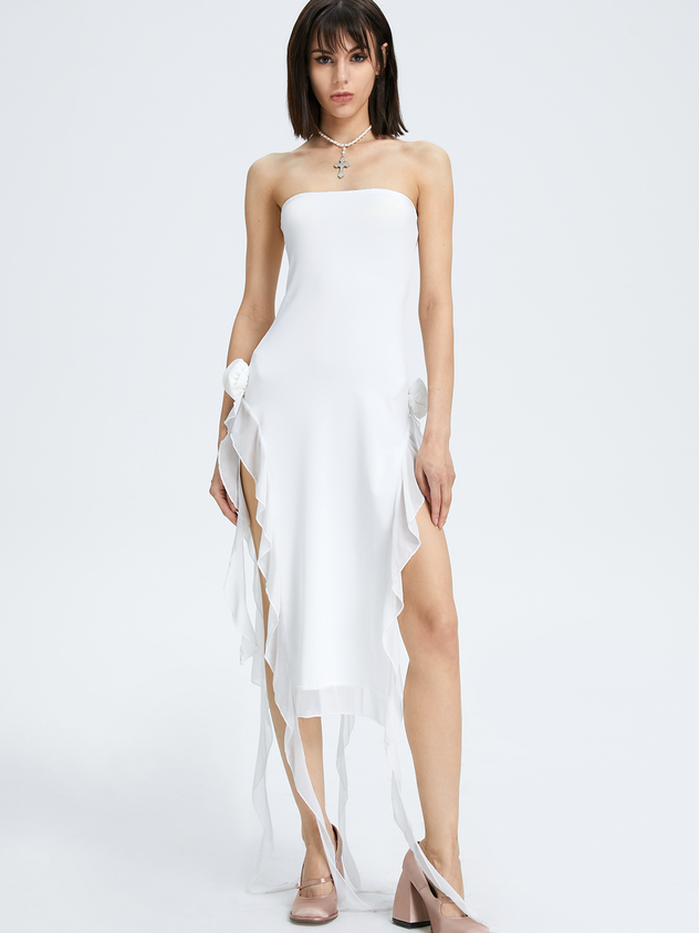 Y2k Balletcore White Split Dress Midi Dress