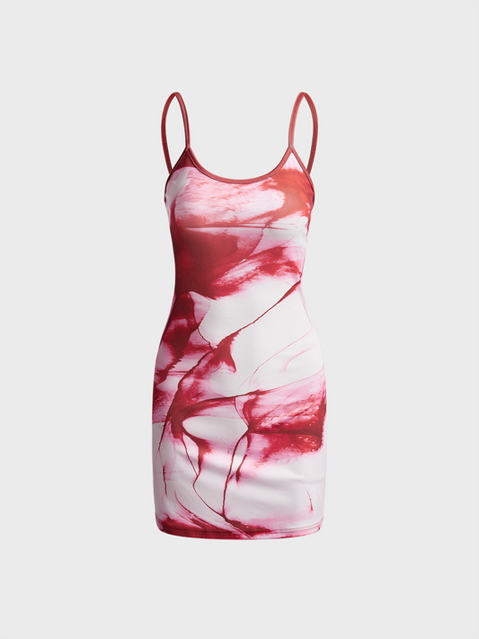 Spaghetti Abstract Short Dress