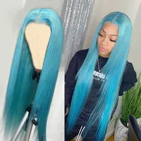 Brazilian Straight Lace Front Wig Pre Plucked Bleached Knots 36 Inch 150% Burgundy Red/Blonde/Pink/Blue/Brown/Purple/Ginger Orange Black Synthetic Wigs For Black Women