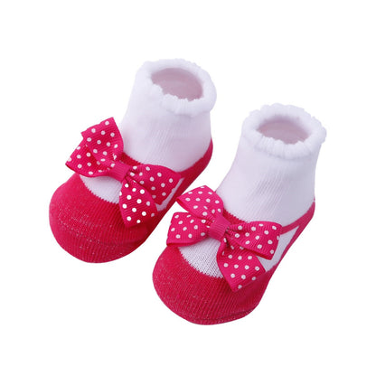 1 Pair Of Baby's Cotton Blend Fashion Cute Pattern Low-cut Socks, Comfy Breathable Princess Style Thin Socks For Spring And Summer