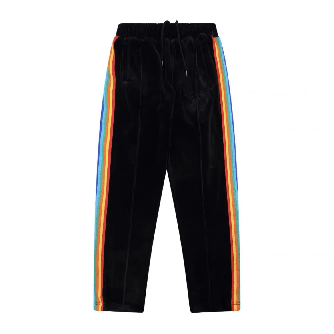 Sweatpants casual pants zippered pants Plamm rainbow striped velvet loose classic pants street contrast pants sport