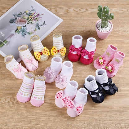 1 Pair Of Baby's Cotton Blend Fashion Cute Pattern Low-cut Socks, Comfy Breathable Princess Style Thin Socks For Spring And Summer