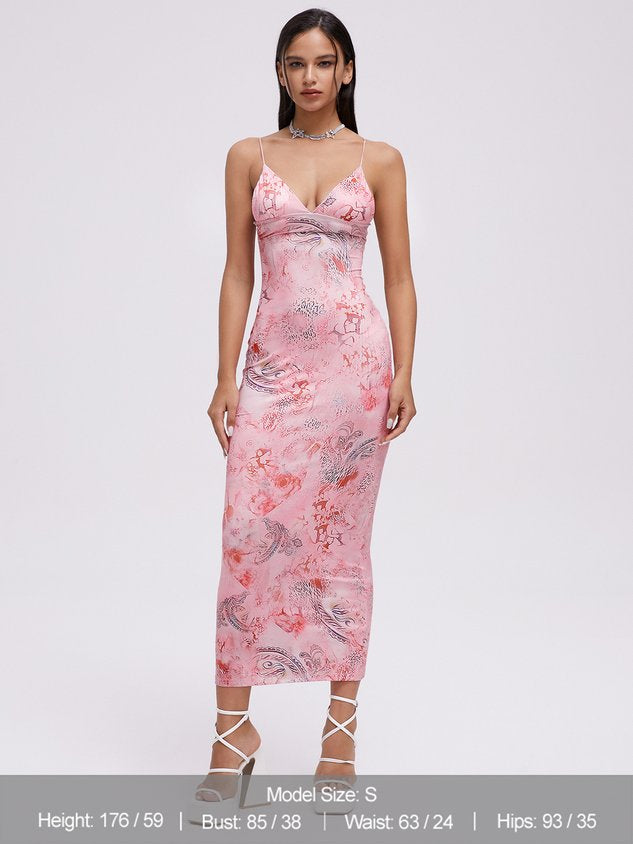 Backless Halter Butterfly Sleeveless Maxi Dress