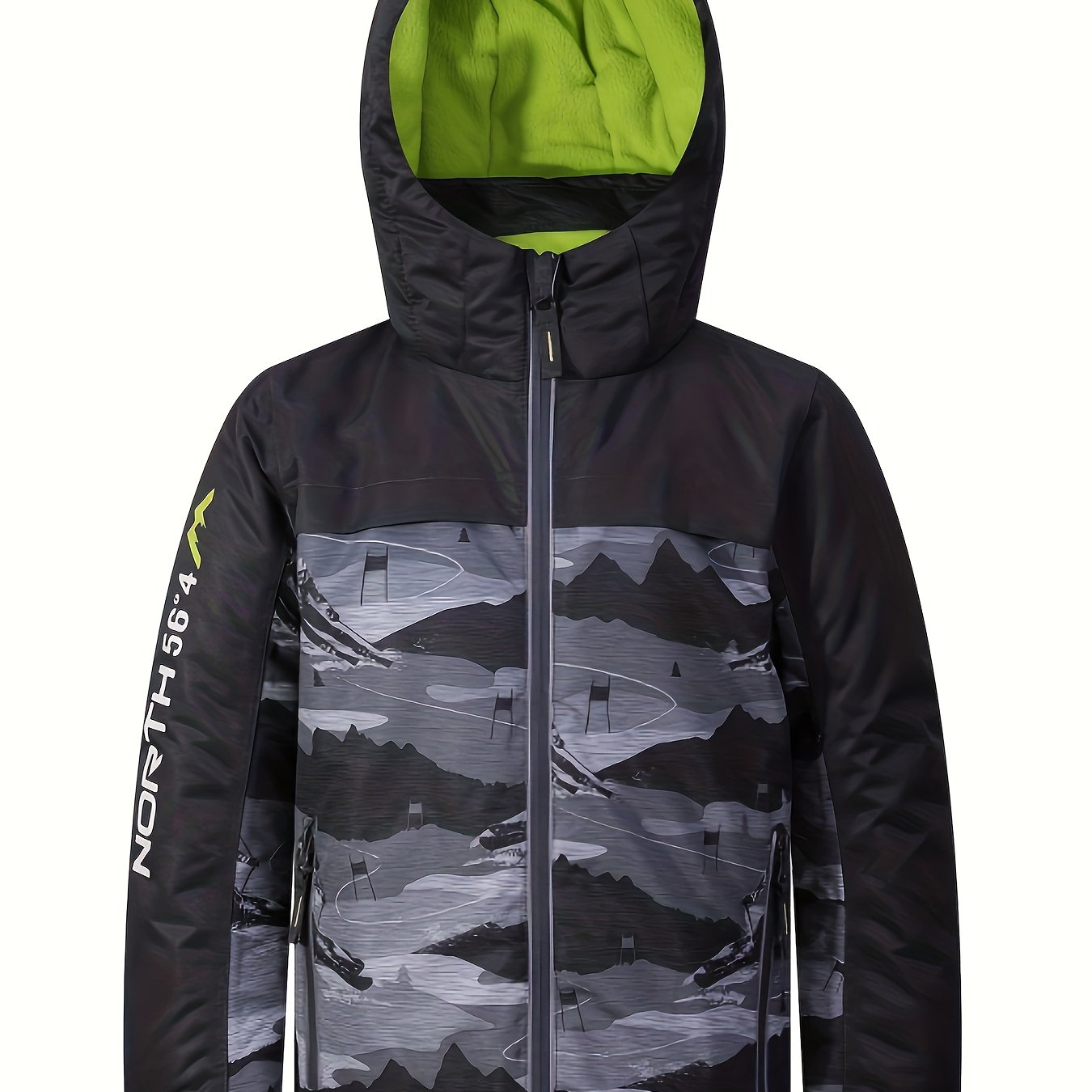 Boys' Waterproof Ski Jacket - Warm Fleece-Lined, Windproof & Snowproof with Hooded Stand Collar for Winter Outdoor Sports