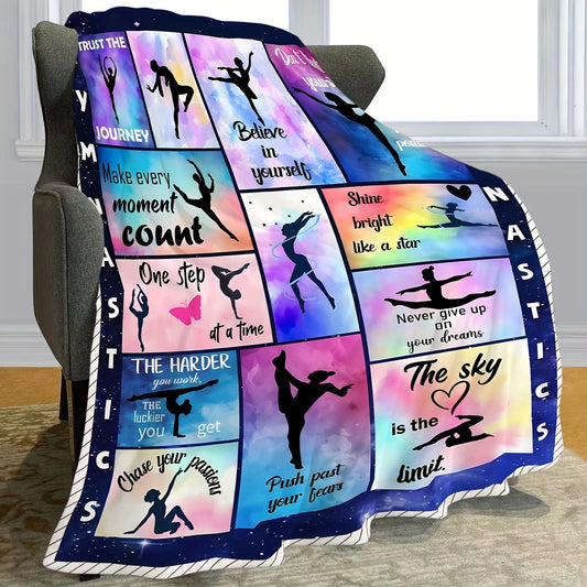 1pc Sport Girl Print Flannel Blanket, Soft Cozy Throw Blanket Nap Blanket For Travel Sofa Bed Office Home Decor, Birthday Holiday Gift Blanket For Boys Girls Adults, Available All Season