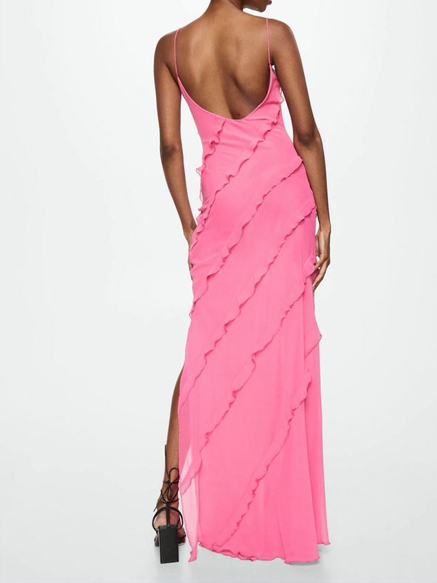 Split Spaghetti Plain Sleeveless Maxi Dress