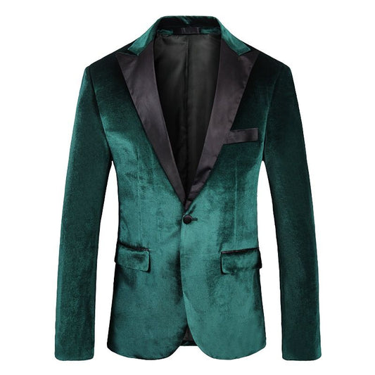maoxiangshop New Style Black Velvet Blazer Groomsmen Peak Lapel Wedding Groom Tuxedos Men Suits Wedding/Prom/Dinner Best
