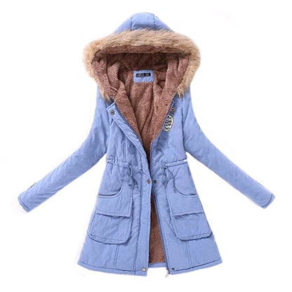 Women Parka Fashion Autumn Winter Warm Jackets Women Fur Collar Coats Long Parkas Hoodies Office Lady Cotton Plus Size