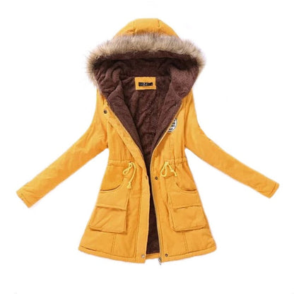 Women Parka Fashion Autumn Winter Warm Jackets Women Fur Collar Coats Long Parkas Hoodies Office Lady Cotton Plus Size