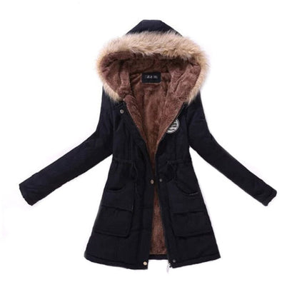 Women Parka Fashion Autumn Winter Warm Jackets Women Fur Collar Coats Long Parkas Hoodies Office Lady Cotton Plus Size