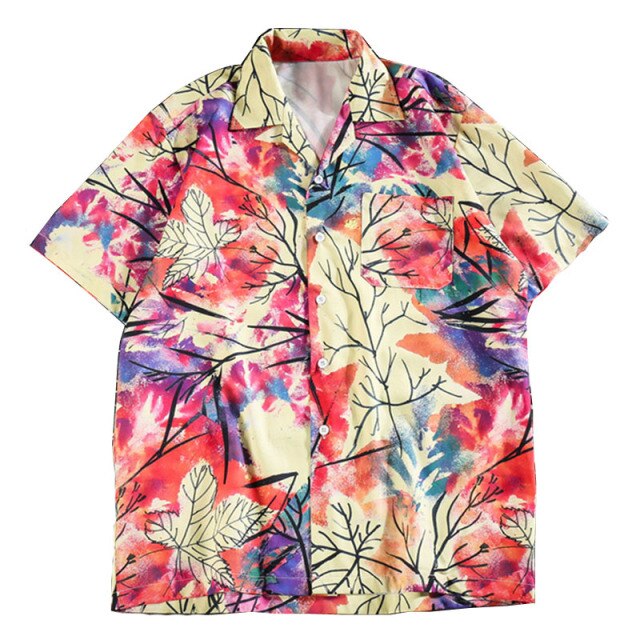 Men Hawaiian Shirts Summer Turn-down Collar Shirts Streetwear Hip Hop Shirts Oversize Ins Style Unisex Shirt
