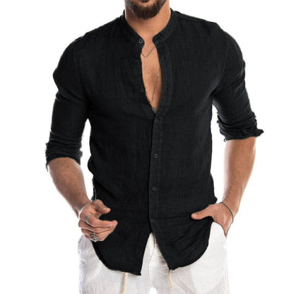 maoxiangshop New Men's Casual Blouse Cotton Linen Shirt Loose Tops Long Sleeve Tee Shirt Spring Autumn Summer Casual Handsome Men Shirt