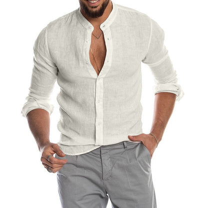 maoxiangshop New Men's Casual Blouse Cotton Linen Shirt Loose Tops Long Sleeve Tee Shirt Spring Autumn Summer Casual Handsome Men Shirt