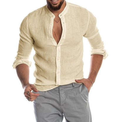 maoxiangshop New Men's Casual Blouse Cotton Linen Shirt Loose Tops Long Sleeve Tee Shirt Spring Autumn Summer Casual Handsome Men Shirt