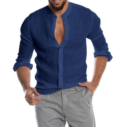 maoxiangshop New Men's Casual Blouse Cotton Linen Shirt Loose Tops Long Sleeve Tee Shirt Spring Autumn Summer Casual Handsome Men Shirt