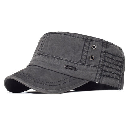 maoxiangshop Washed Cotton Caps Men Cadet Cap Unique Design Vintage Flat Top Hat