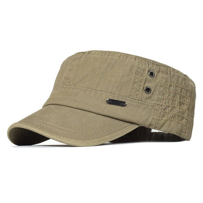 maoxiangshop Washed Cotton Caps Men Cadet Cap Unique Design Vintage Flat Top Hat