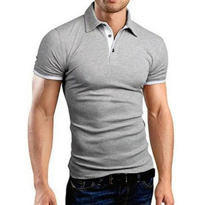 New Summer  Mens Polo Shirt Short Sleeve Turn-over Collar Slim Tops Casual Breathable Solid Color Business Shirt