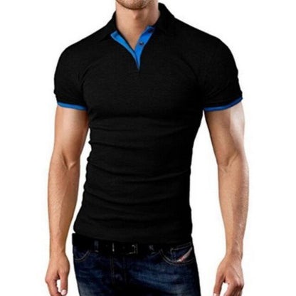New Summer  Mens Polo Shirt Short Sleeve Turn-over Collar Slim Tops Casual Breathable Solid Color Business Shirt
