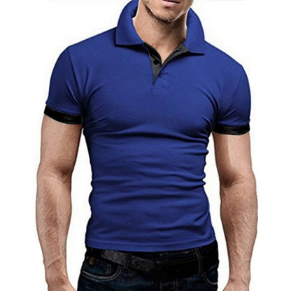 New Summer  Mens Polo Shirt Short Sleeve Turn-over Collar Slim Tops Casual Breathable Solid Color Business Shirt