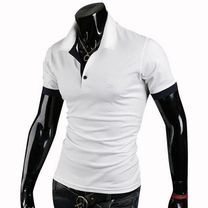 New Summer  Mens Polo Shirt Short Sleeve Turn-over Collar Slim Tops Casual Breathable Solid Color Business Shirt