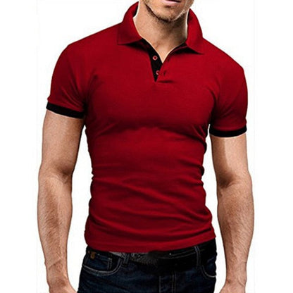 New Summer  Mens Polo Shirt Short Sleeve Turn-over Collar Slim Tops Casual Breathable Solid Color Business Shirt