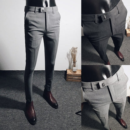 Fashion Men Suit Pants Ankle Length Business Dress Pants Male Office Social Casual Slim Fit Pants Streetwear Wedding Trousers