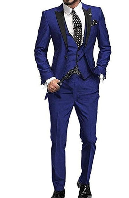 New Arrival Groomsmen Peak Black Lapel Groom Tuxedos Burgundy Men Suits Wedding Best Man Blazer (Jacket+Pants+Vest)